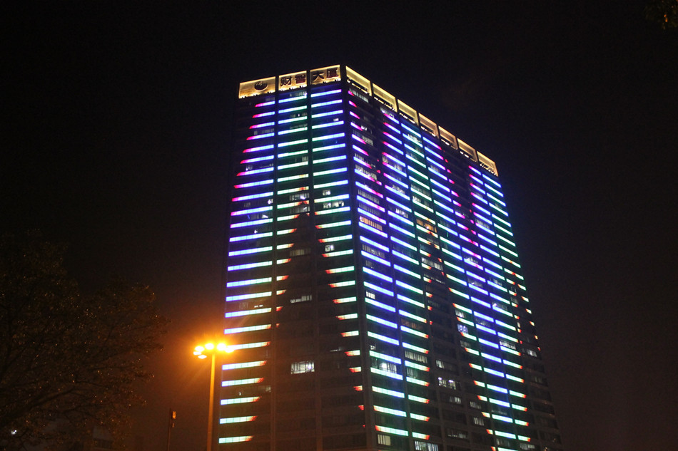 广州财智大厦办公楼夜景亮化案例小凌狐照明